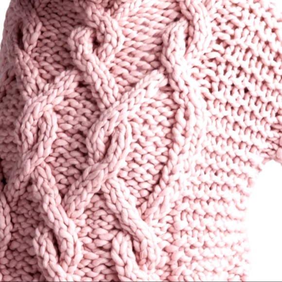 Loopy Mango Free People Cabin Fever Cable Knit O/S Pink Oversized Tunic Sweater - Picture 5 of 5